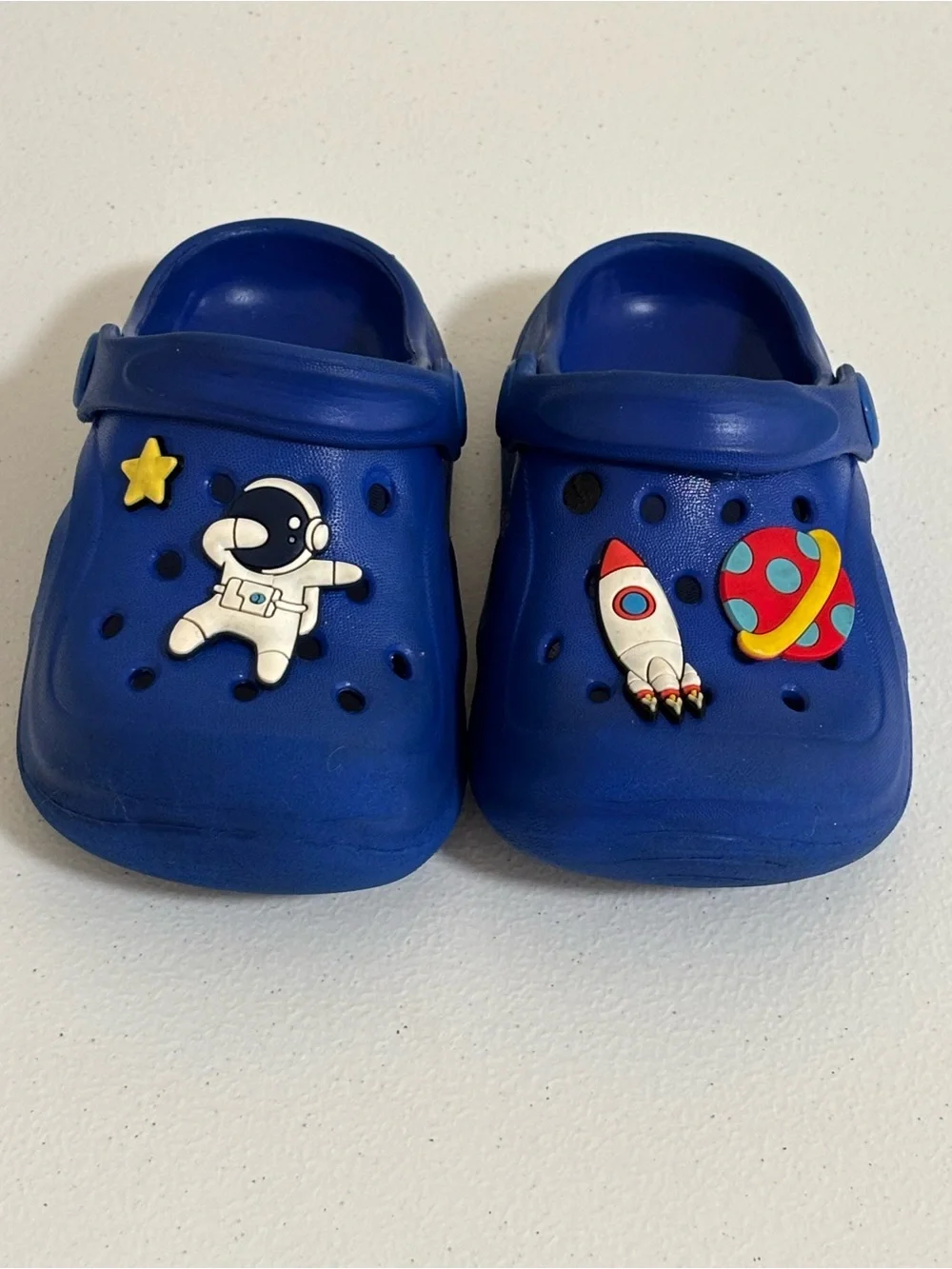 Kids Blue Space-Themed Clog Sandals with Fun Charms